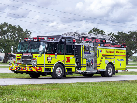 Hillsborought County Fire Rescue Quint 9 E-ONE Typhoon TeleBoom Larry Shapiro photographer shapirophotography.net fire apparatus